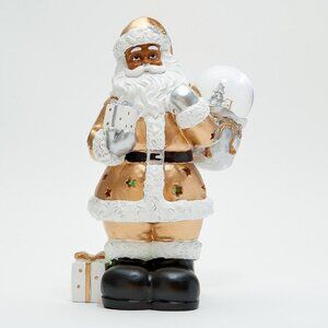 Lightscapes Illuminated Santa w/ Real Snow Globe - Metallic Black H227523 `-